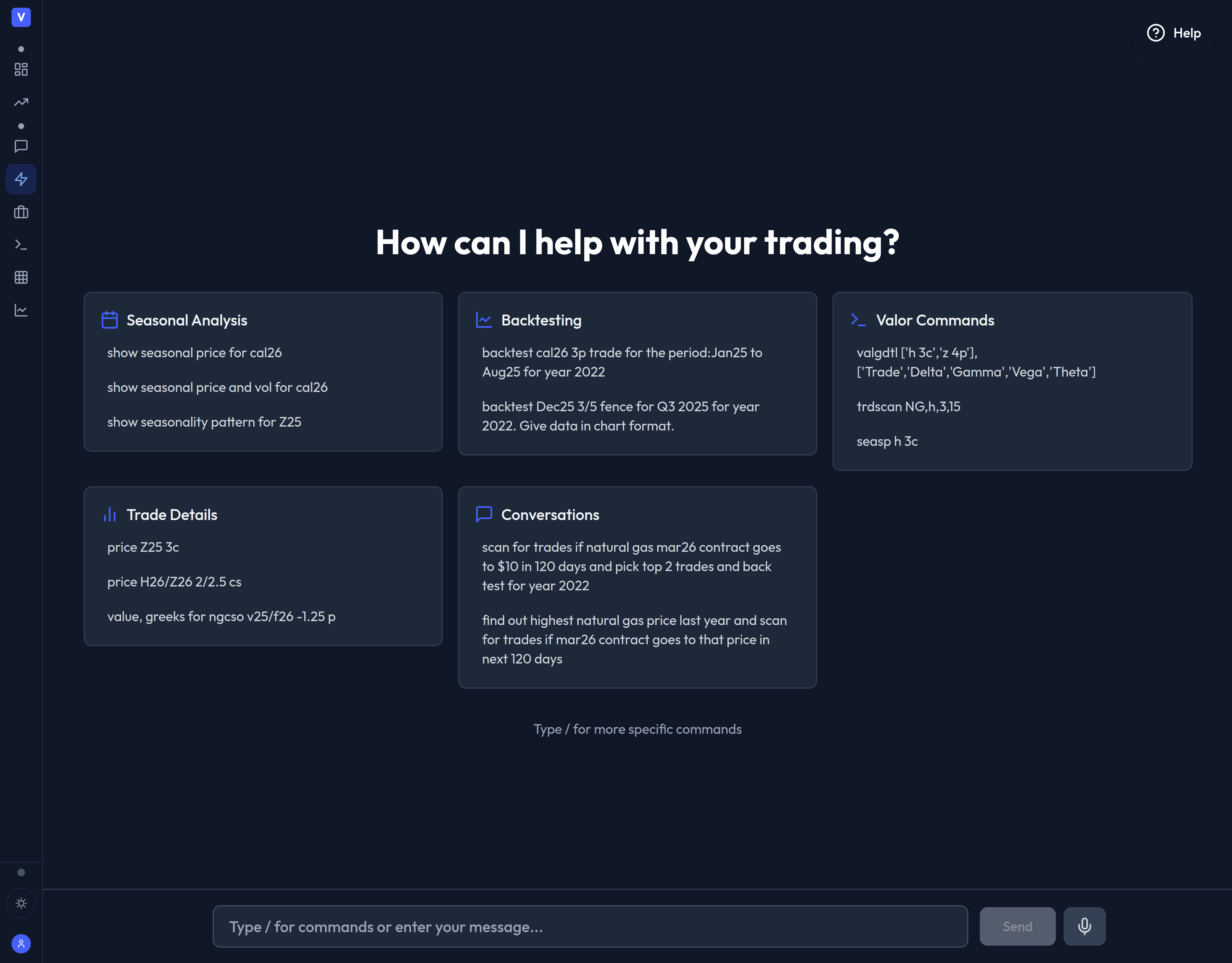 AI trading copilot interface